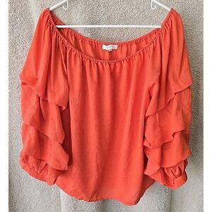 RETHM + Ruffle Puffed Sleeve Off Shoulder Shirt Women's 2XL‎ Pink Boho Hippie